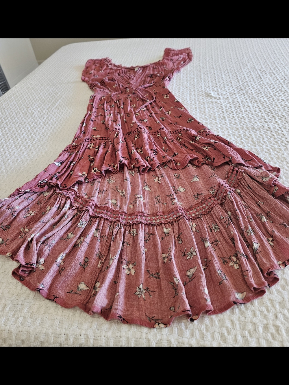 American Rag Dusty Rose Floral Tiered Maxi Dress